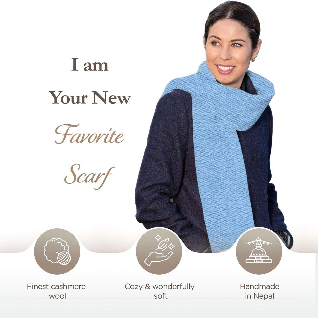 Kaschmirschal hellblau einfarbig