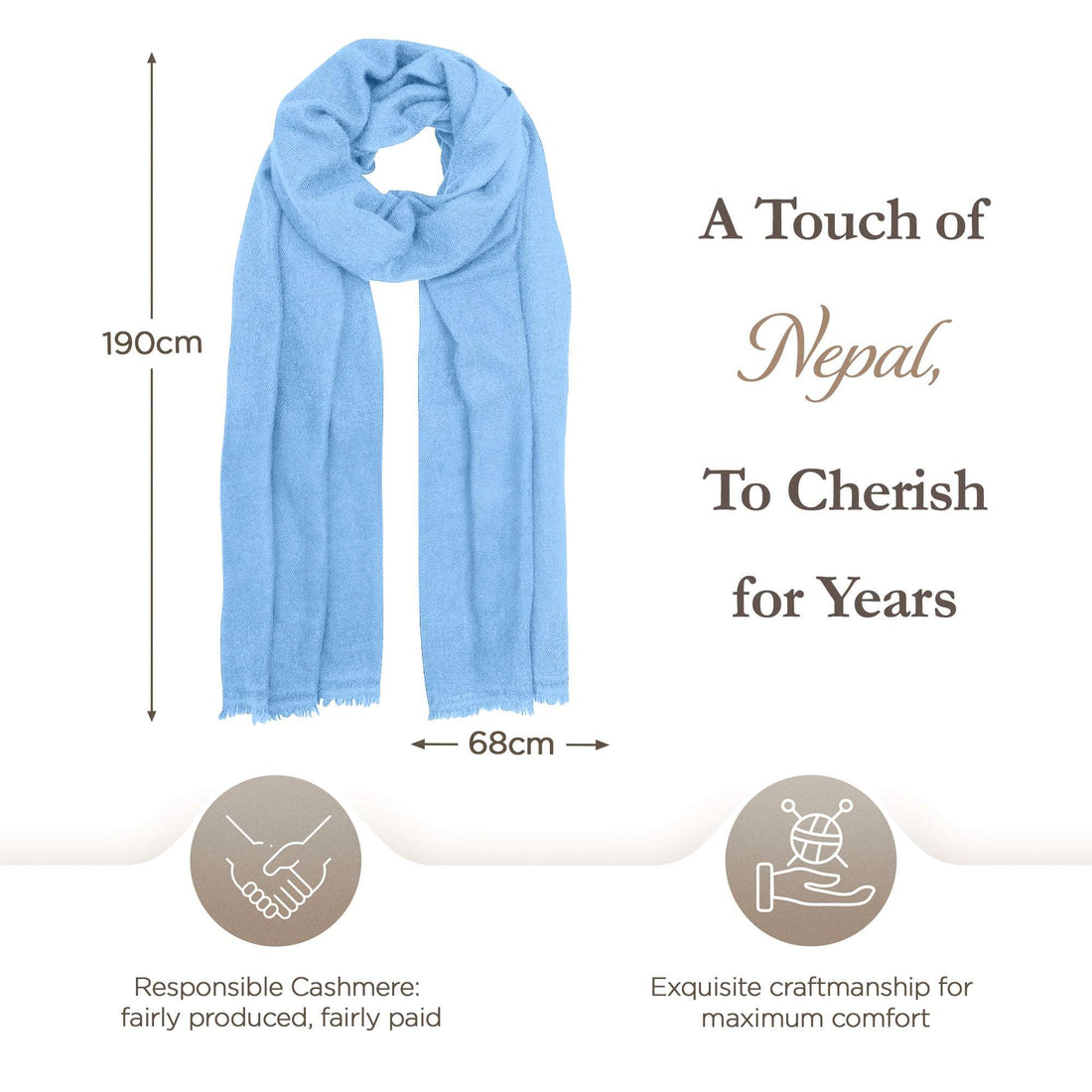 Kaschmirschal hellblau einfarbig