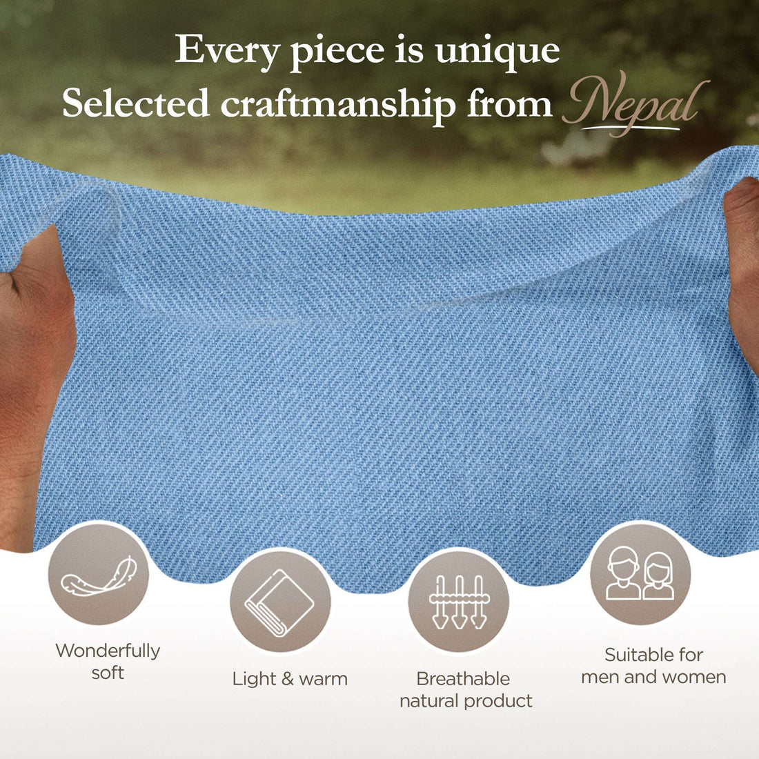 Kaschmirschal hellblau einfarbig