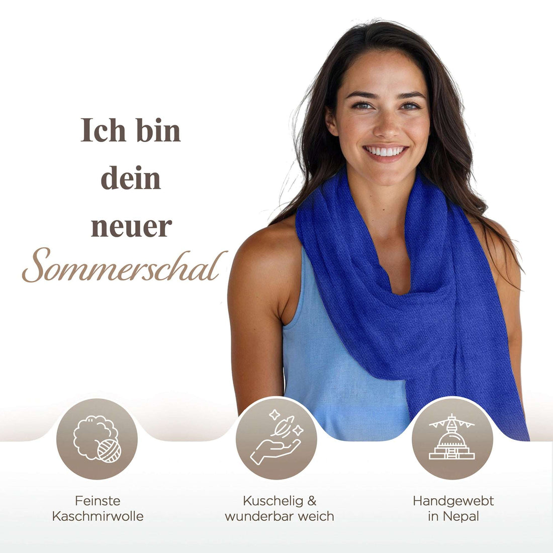 Kaschmirtuch blau einfarbig