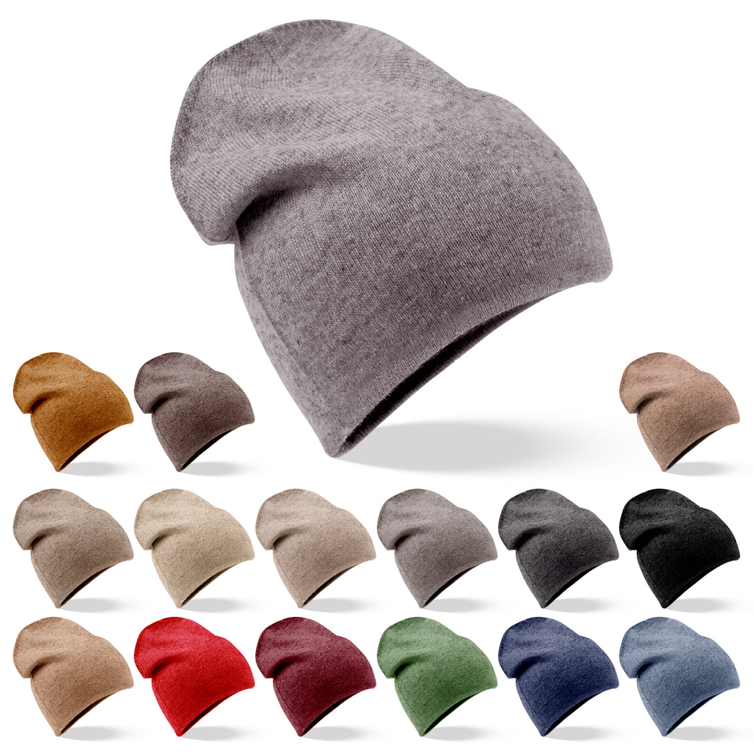 Kaschmirmütze Beanie glatt grau