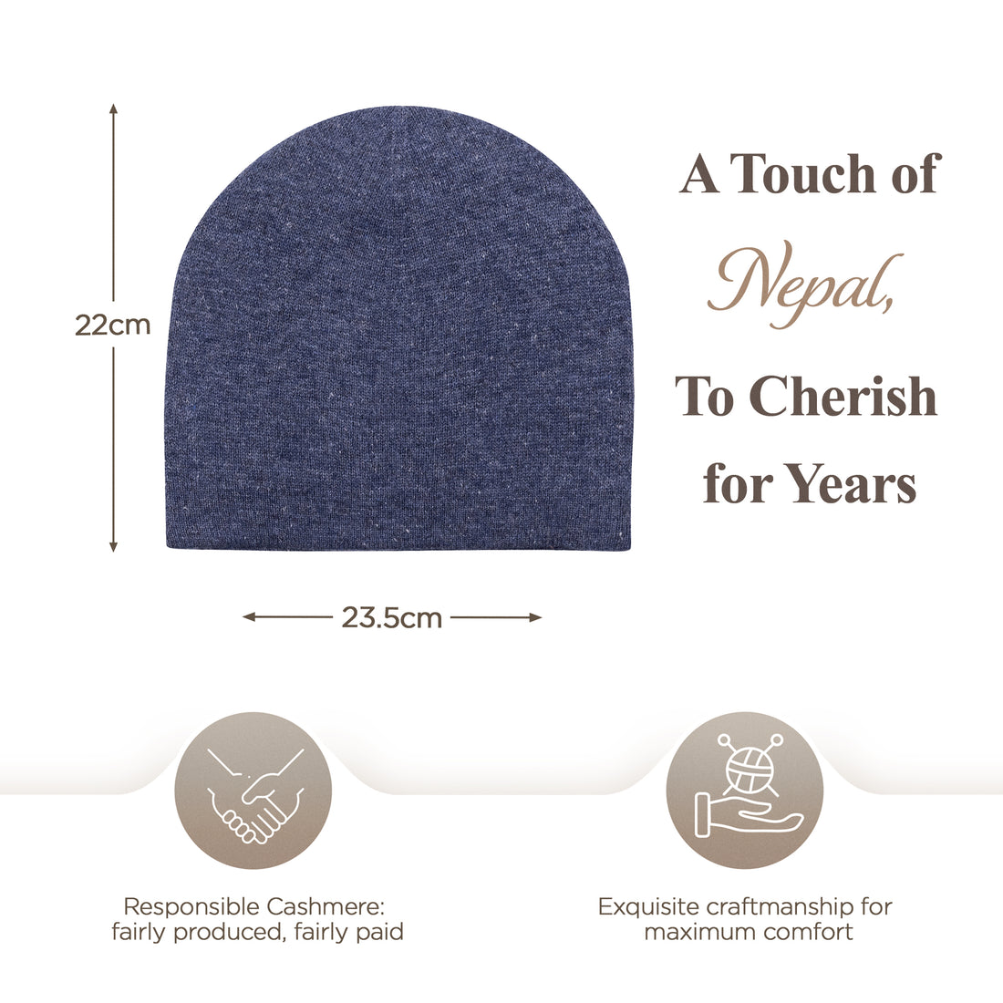 Kaschmirmütze Beanie glatt dunkelblau