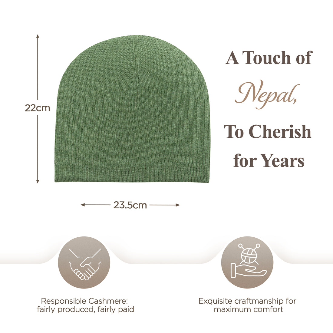 Kaschmirmütze Beanie glatt grün
