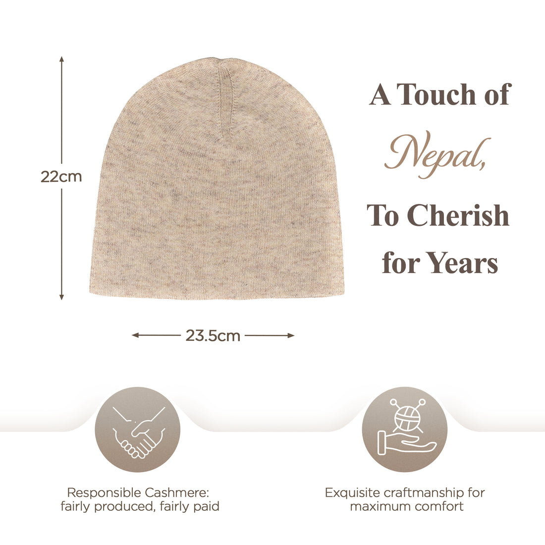 Kaschmirmütze Beanie glatt beige