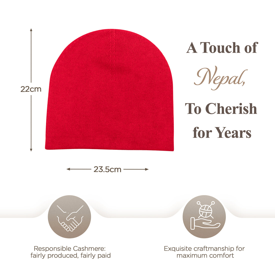 Kaschmirmütze Beanie glatt rot