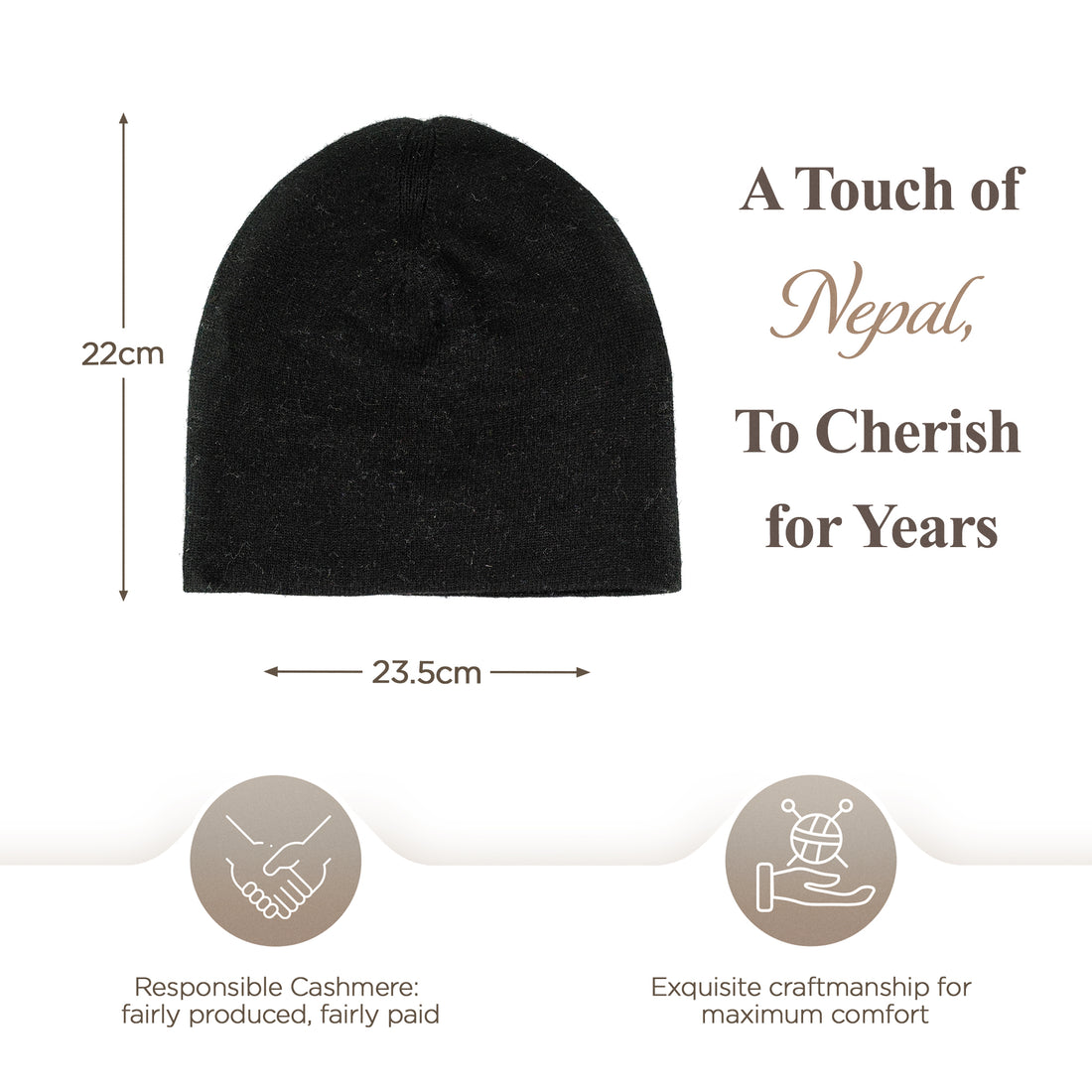 Kaschmirmütze Beanie glatt schwarz