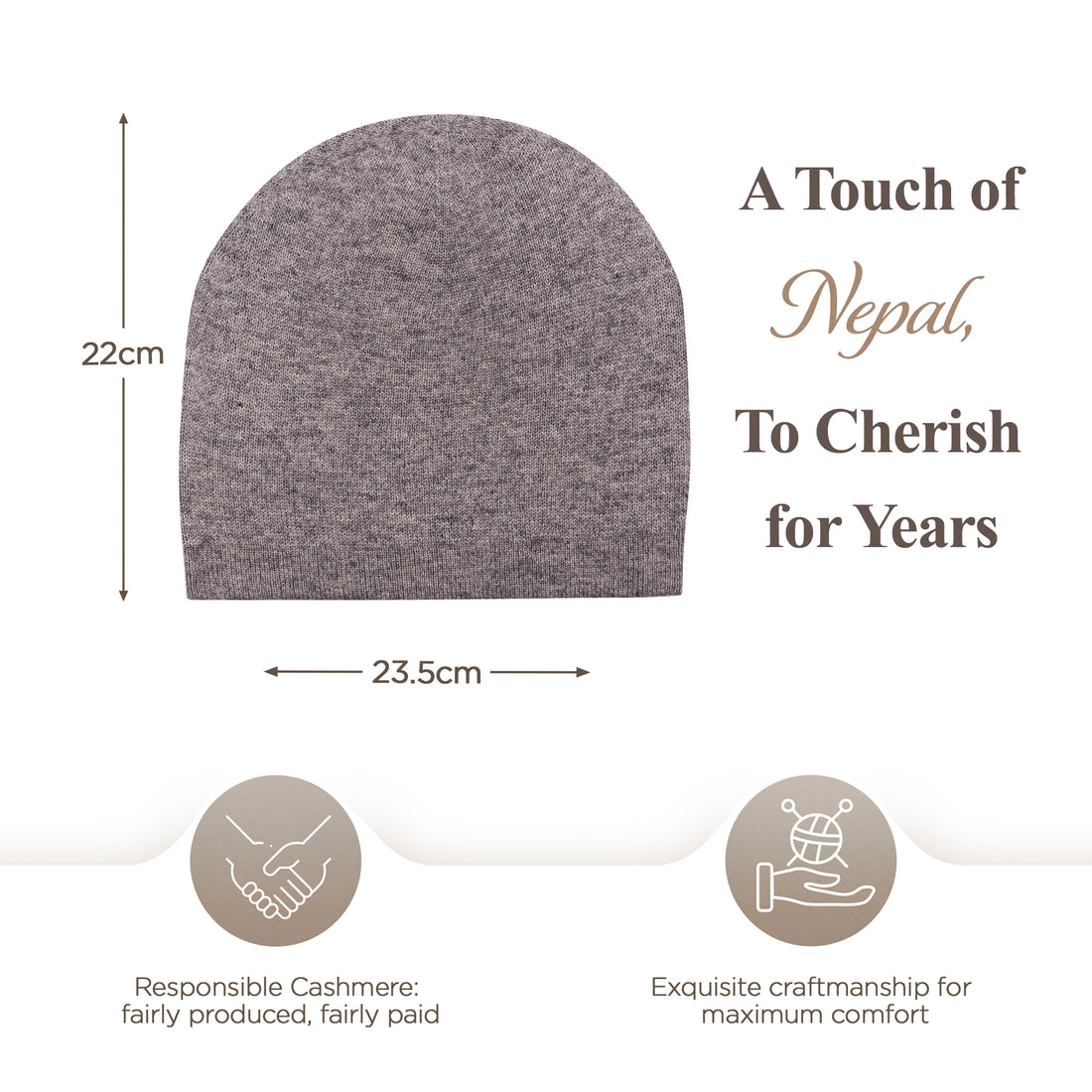 Kaschmirmütze Beanie glatt grau
