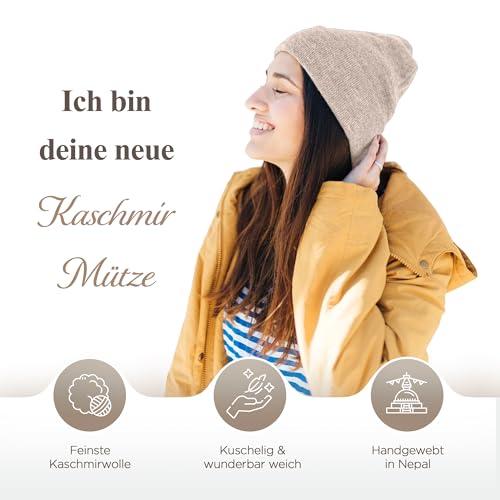 Kaschmirmütze aus 100% Kaschmir – Weissgrau, glatt