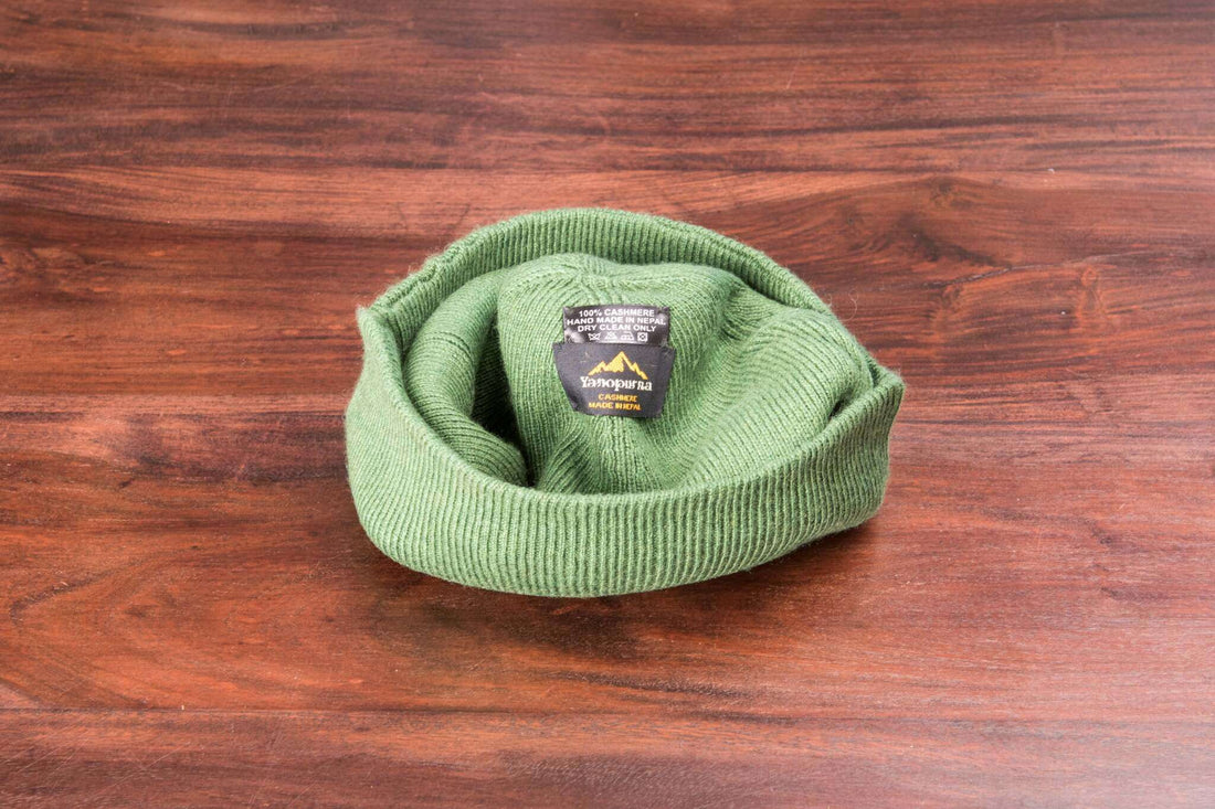 Kaschmirmütze Beanie leicht gerippt grün