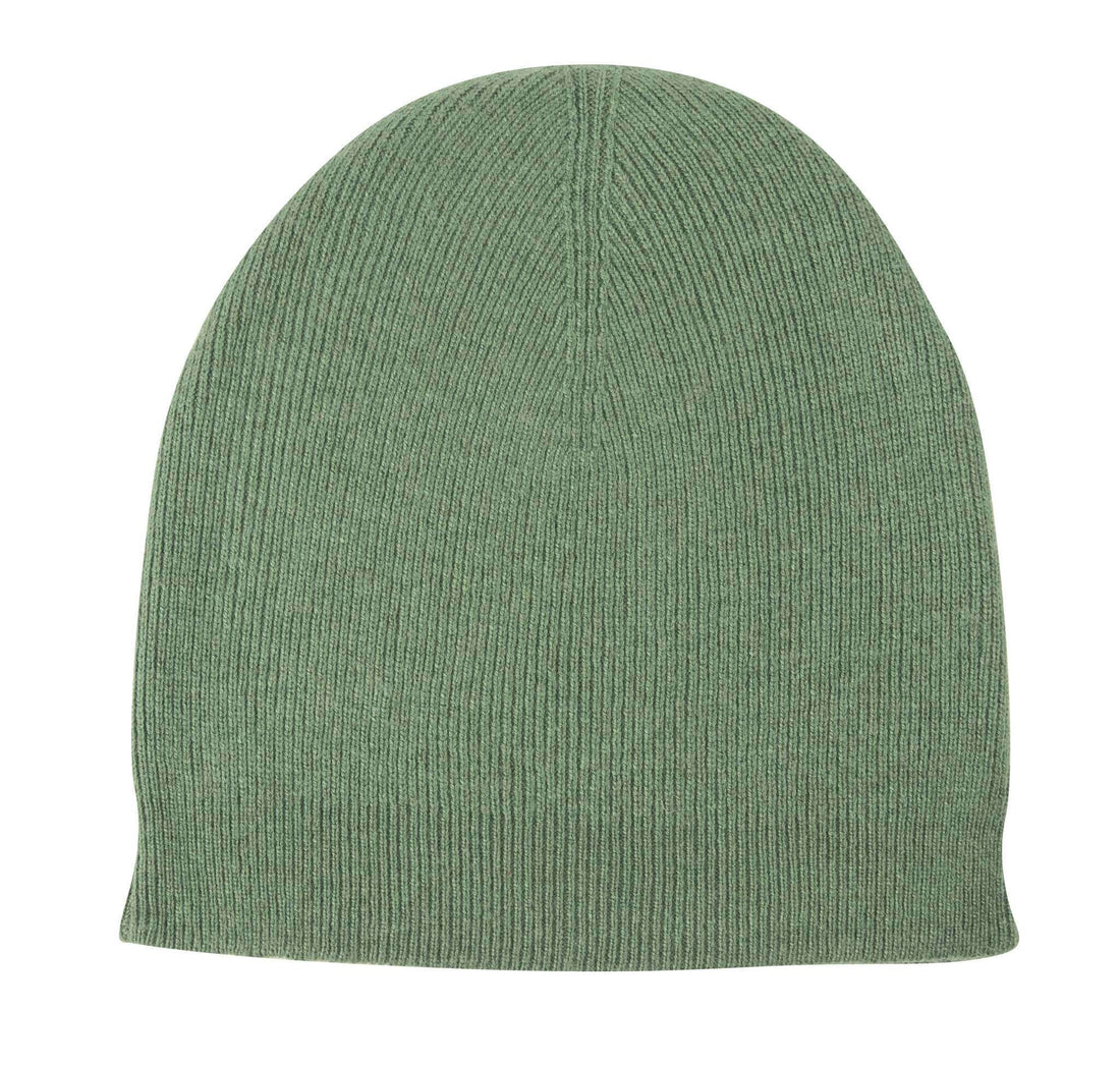 Kaschmirmütze Beanie leicht gerippt grün