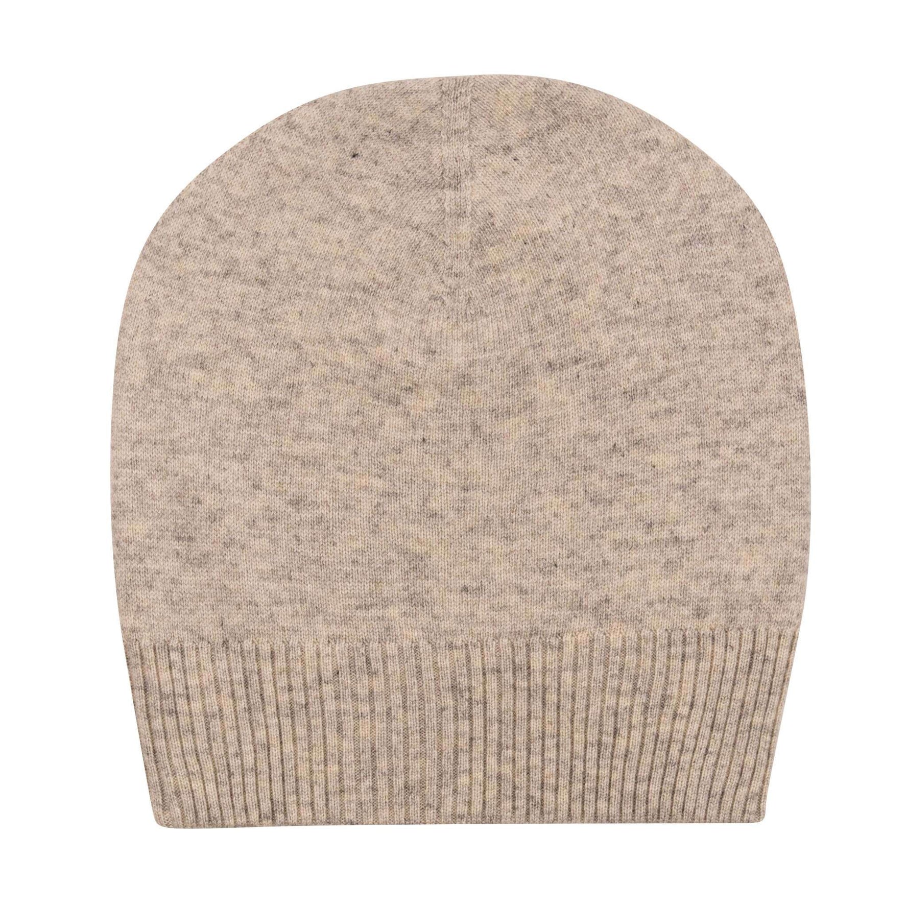 Kaschmirmütze Beanie glatt mit geripptem Umschlag Weissgrau