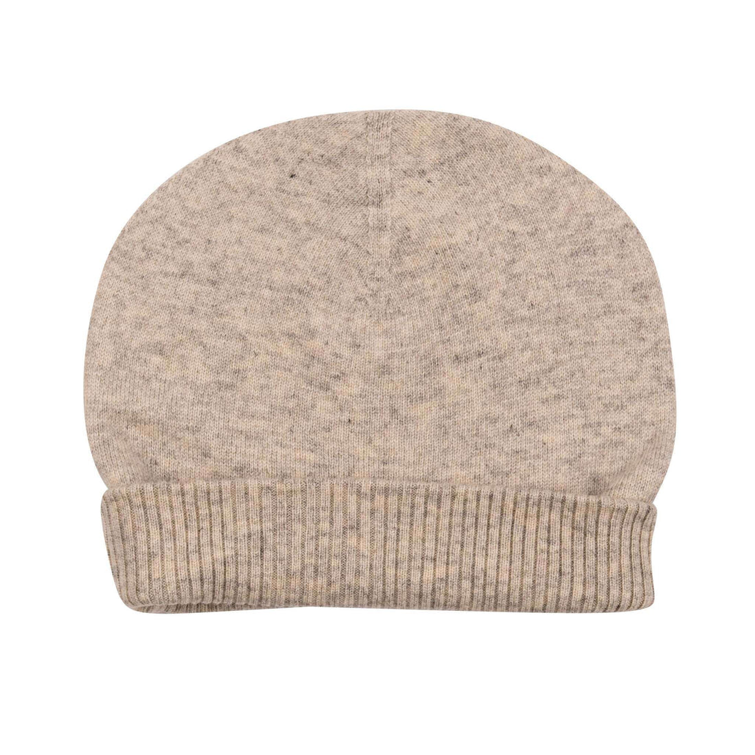 Kaschmirmütze Beanie glatt mit geripptem Umschlag Weissgrau