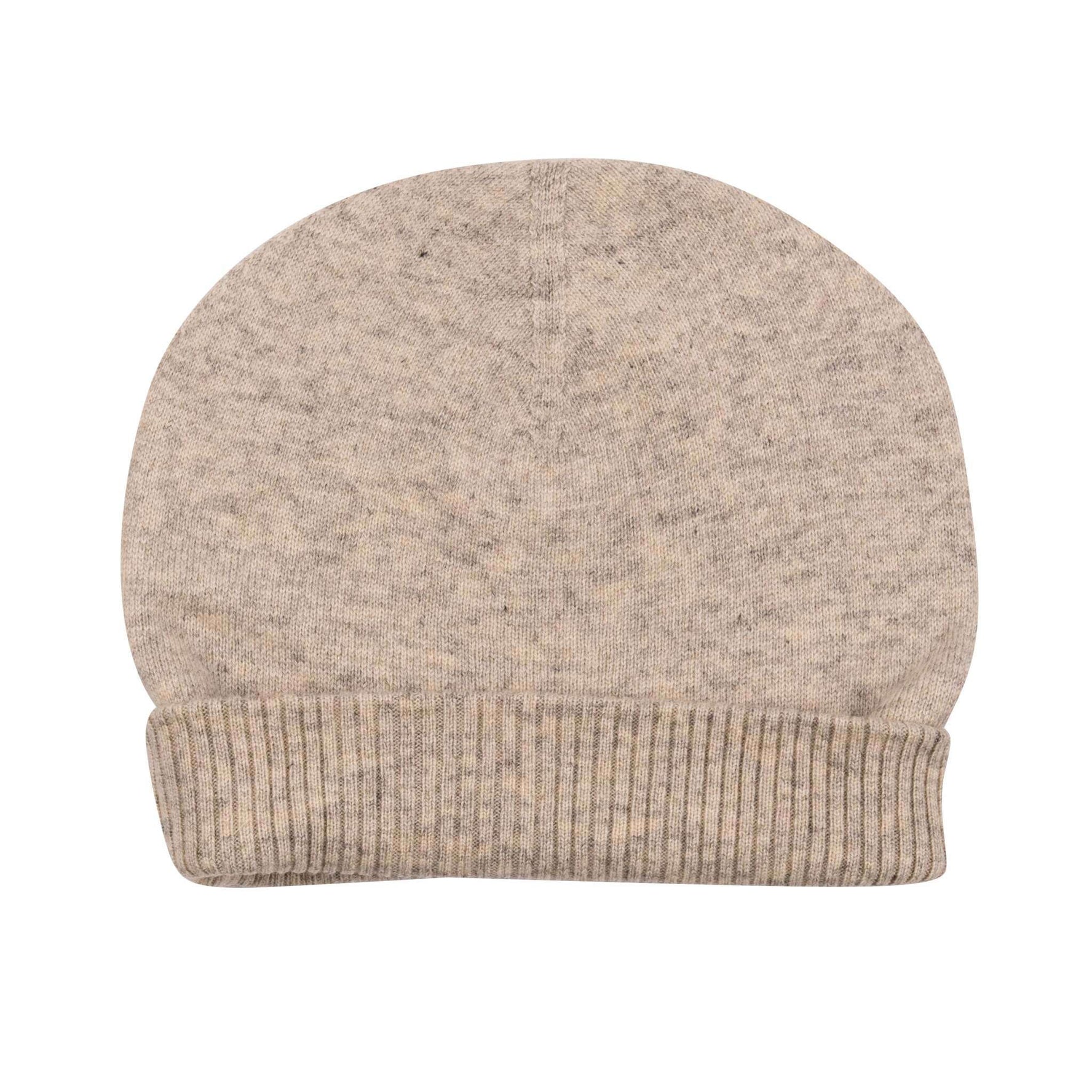Kaschmirmütze Beanie glatt mit geripptem Umschlag Weissgrau