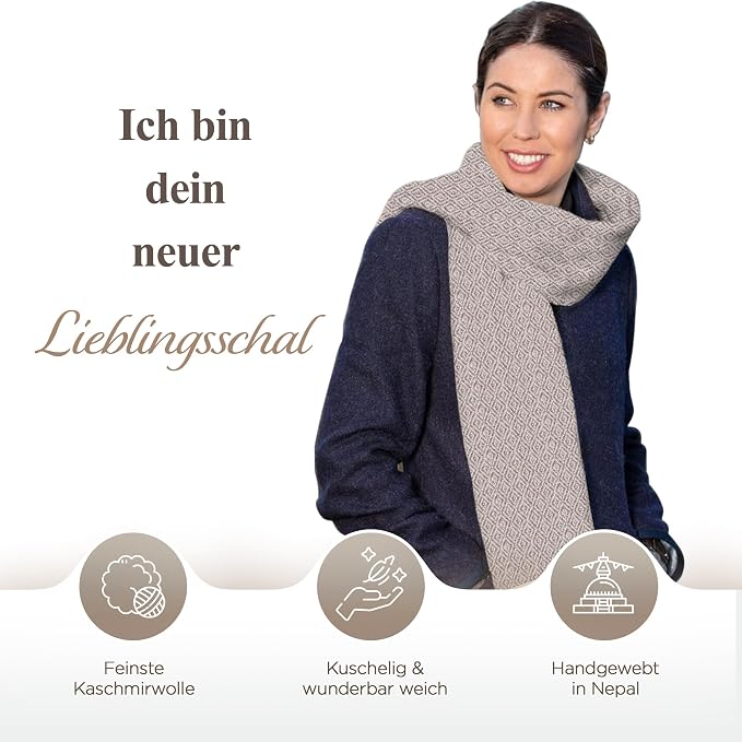 Kaschmirschal aus 100% Kaschmir – Grau, Karomuster/ kariert