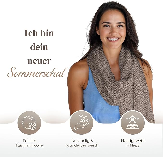 Kaschmirschal aus 100% Kaschmir – Grau, Einfarbig