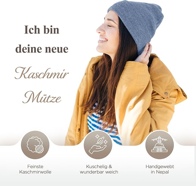 Kaschmirmütze aus 100% Kaschmir – Hellblau, glatt