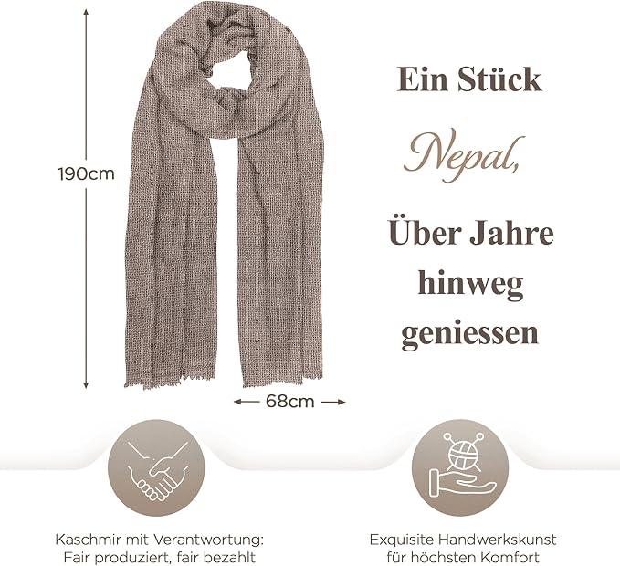 Kaschmirschal aus 100% Kaschmir – Grau, Einfarbig