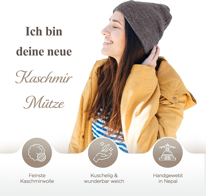 Kaschmirmütze aus 100% Kaschmir – Dunkelgrau, glatt