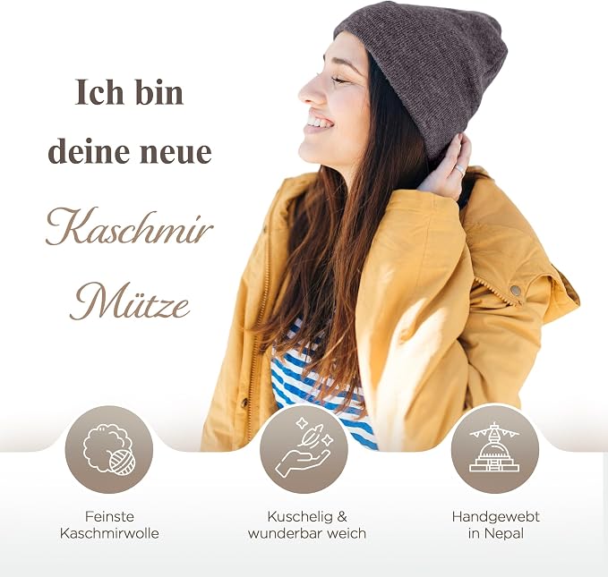 Kaschmirmütze aus 100% Kaschmir – Schwarzgrau/ anthrazit, glatt