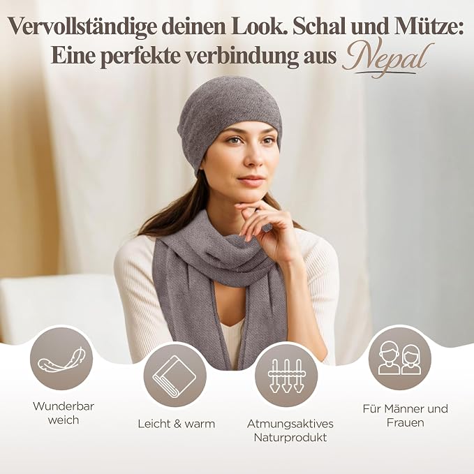 Kaschmirmütze aus 100% Kaschmir – Grau, glatt
