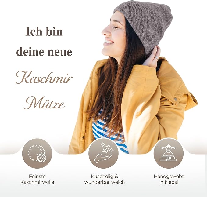 Kaschmirmütze aus 100% Kaschmir – Grau, glatt