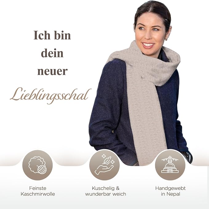 Kaschmirschal aus 100% Kaschmir – Weissgrau, Karomuster/ kariert
