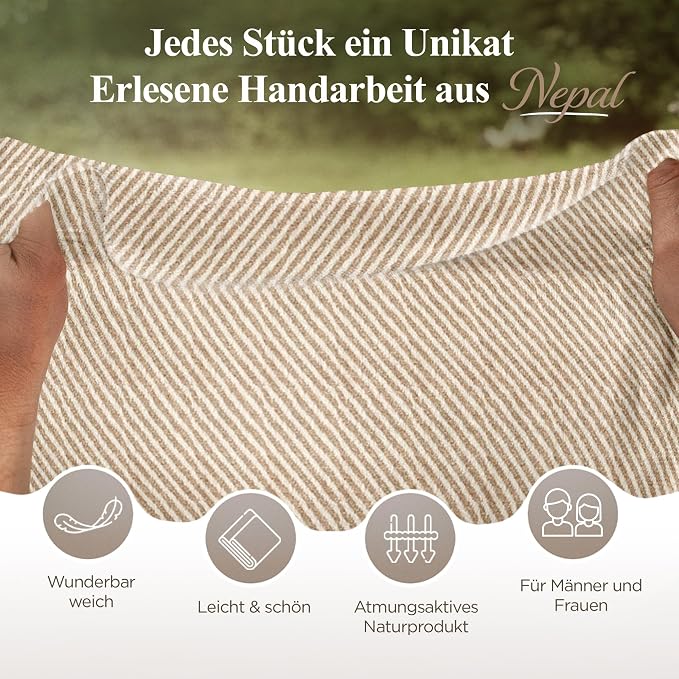 Kaschmirschal aus 100% Kaschmir – Braun, Streifenmuster/ gestreift