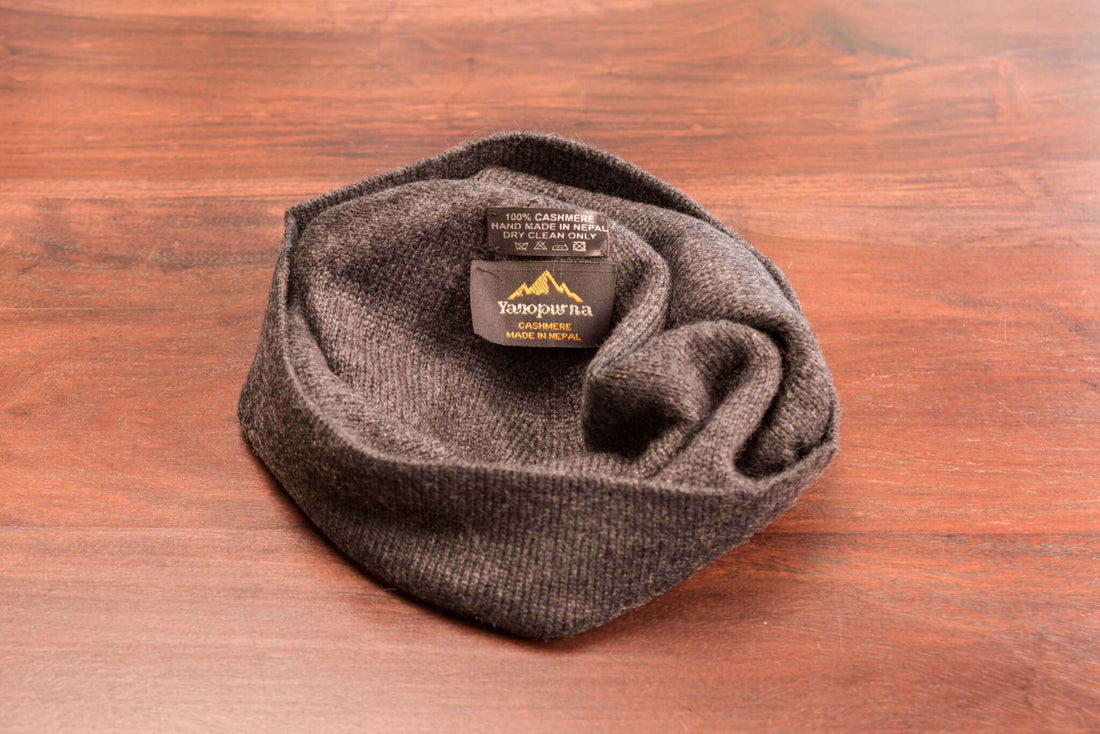 Kaschmirmütze Beanie glatt schwarzgrau