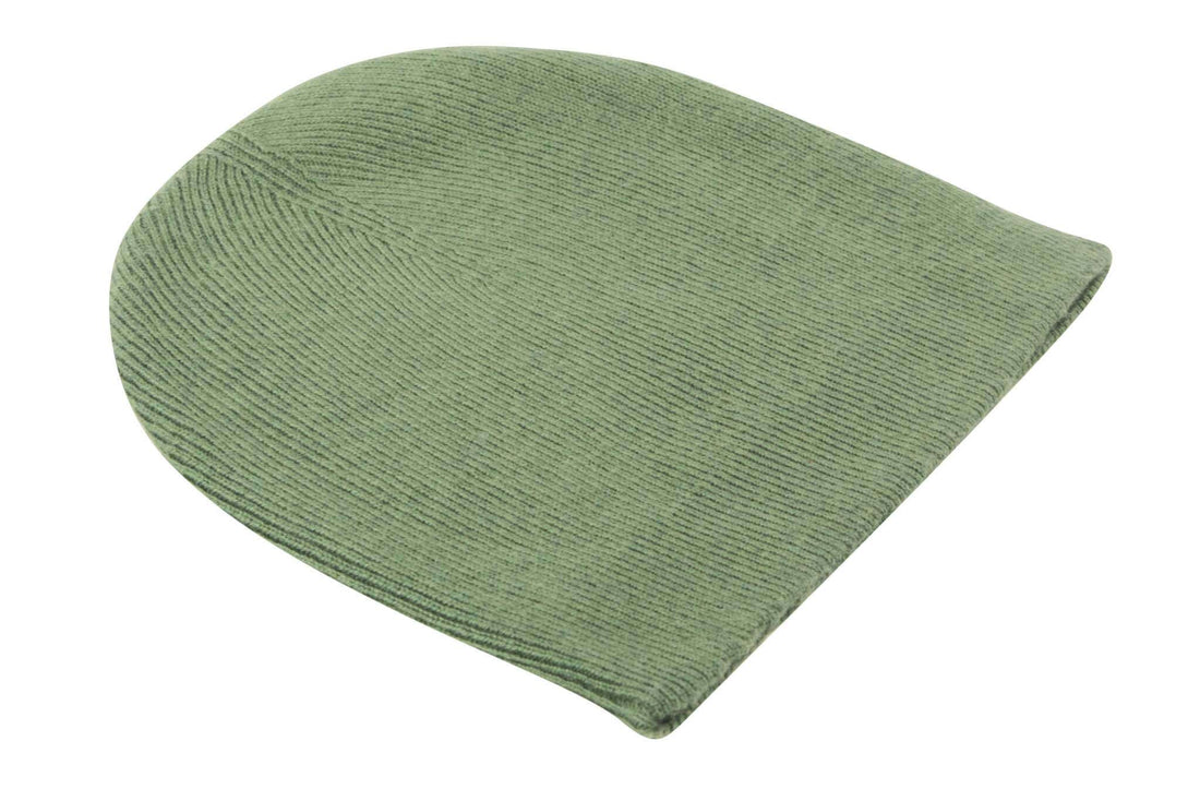 Kaschmirmütze Beanie leicht gerippt grün