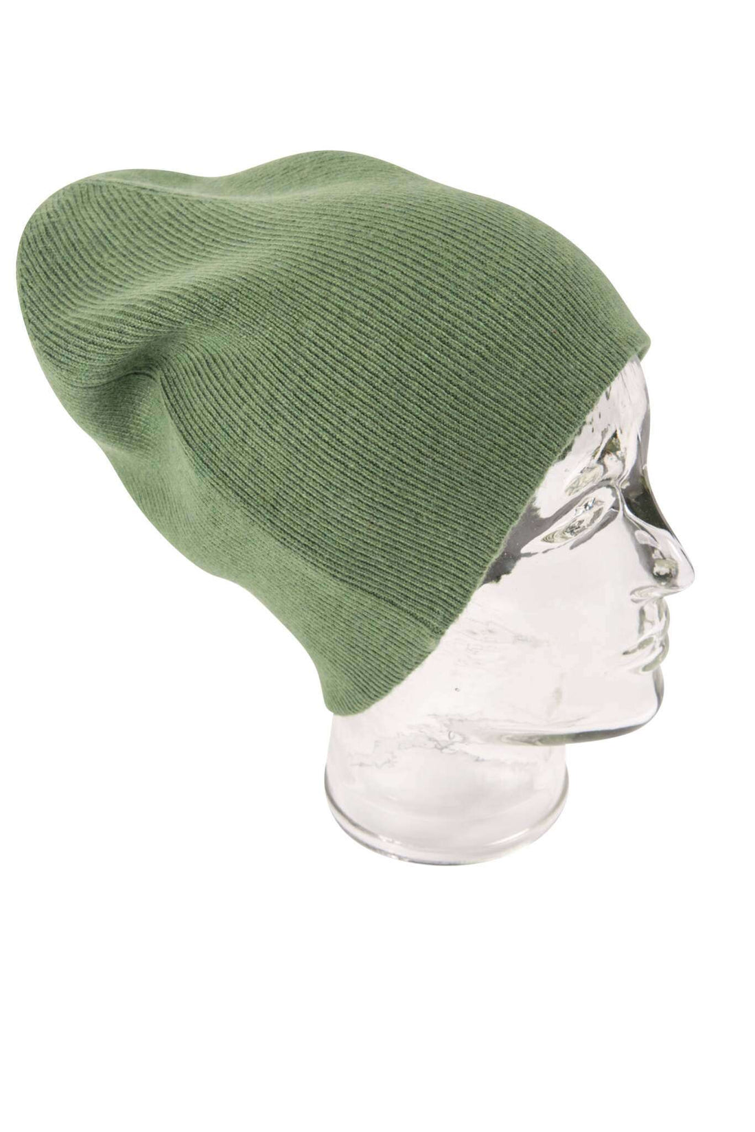 Kaschmirmütze Beanie leicht gerippt grün
