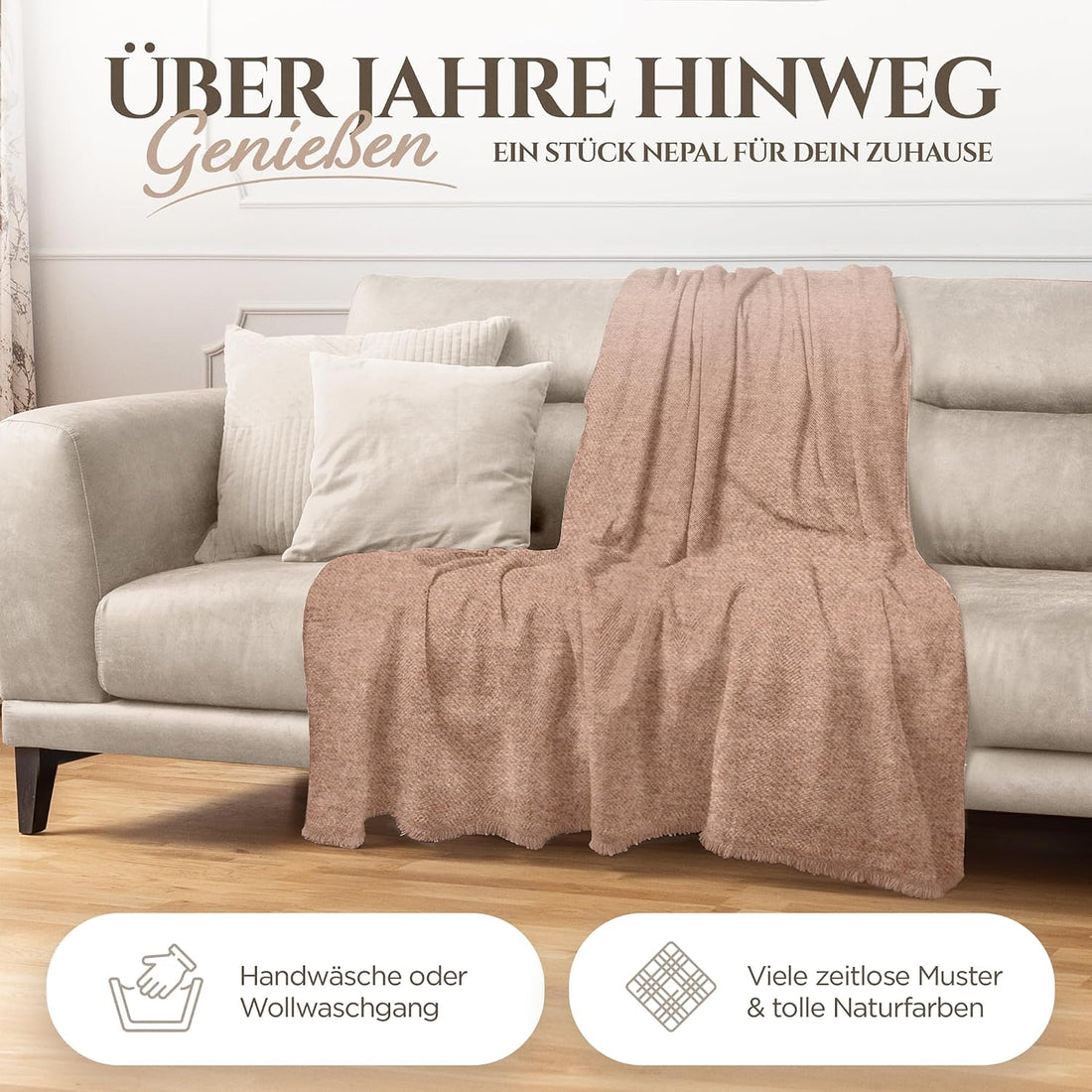 Kaschmirdecke  Braun aus 100% Kaschmir mit feinem Einfarbig
