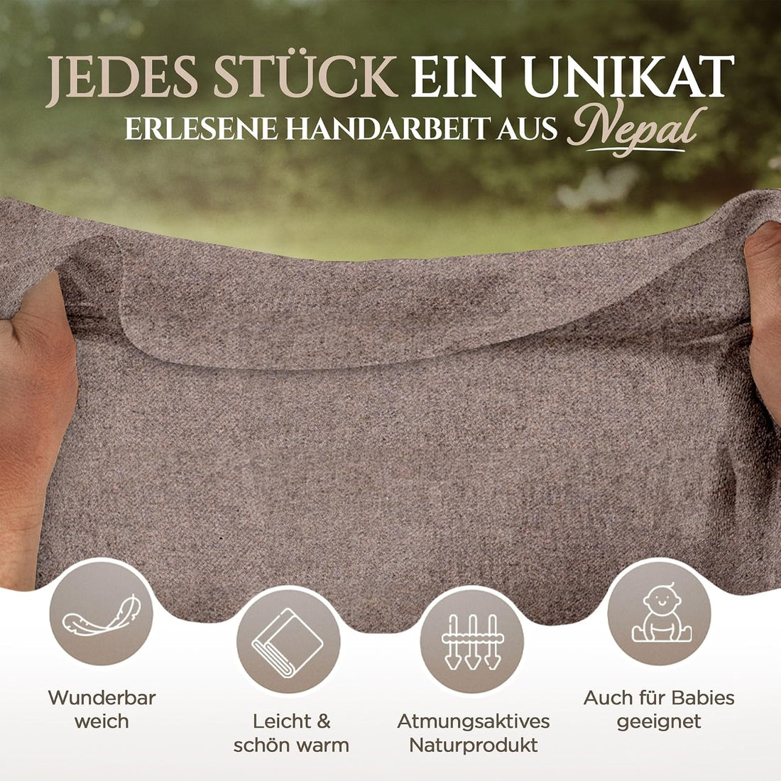 Kaschmirdecke Dunkelbraun aus 100% Kaschmir mit feinem einfarbig