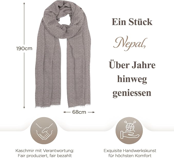 Kaschmirschal aus 100% Kaschmir – Grau, Karomuster/ kariert