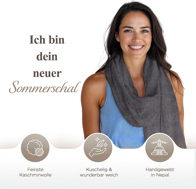 Kaschmirschal aus 100% Kaschmir – Dunkelgrau, Einfarbig