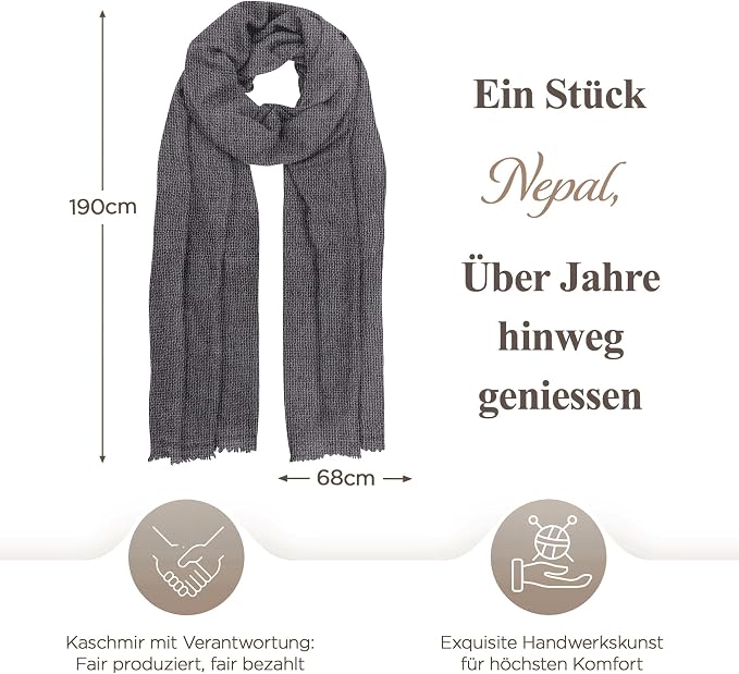 Kaschmirschal aus 100% Kaschmir – Dunkelgrau, Einfarbig