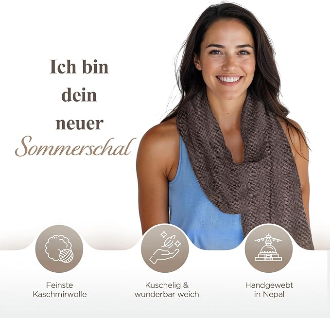 Kaschmirschal aus 100% Kaschmir – Dunkelbraun, Einfarbig