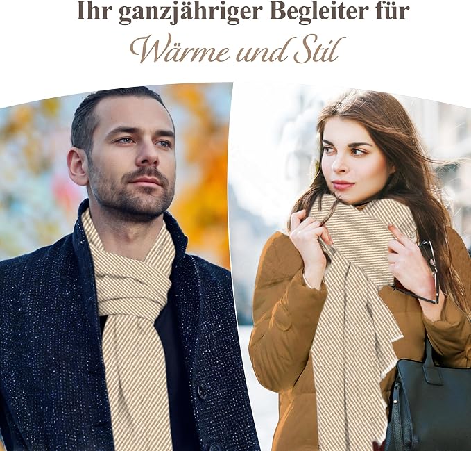 Kaschmirschal aus 100% Kaschmir – Braun, Streifenmuster/ gestreift
