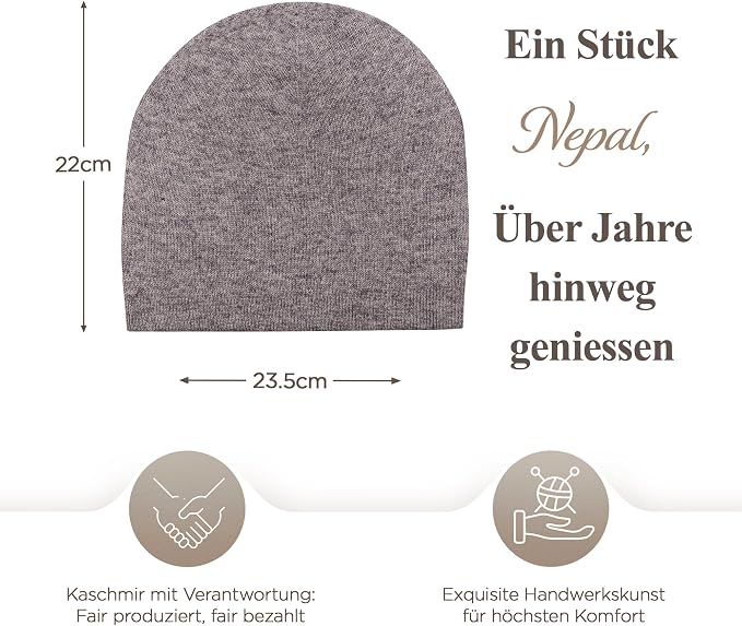 Kaschmirmütze aus 100% Kaschmir – Grau, glatt
