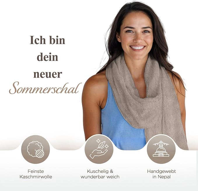 Kaschmirschal aus 100% Kaschmir – Hellgrau, Einfarbig