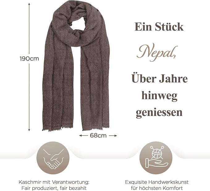 Kaschmirschal aus 100% Kaschmir – Dunkelbraun, Einfarbig