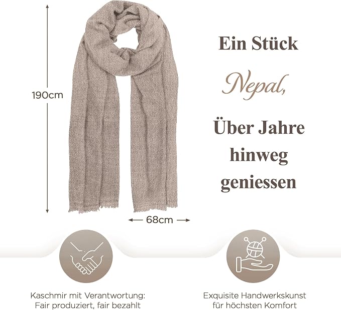Kaschmirschal aus 100% Kaschmir – Hellgrau, Einfarbig