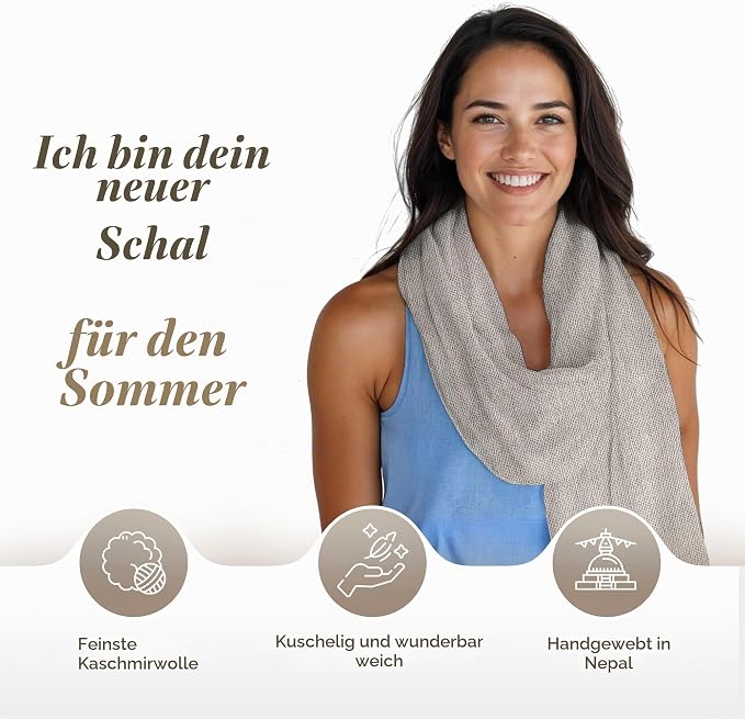 Kaschmirschal aus 100% Kaschmir – Weissgrau, Einfarbig