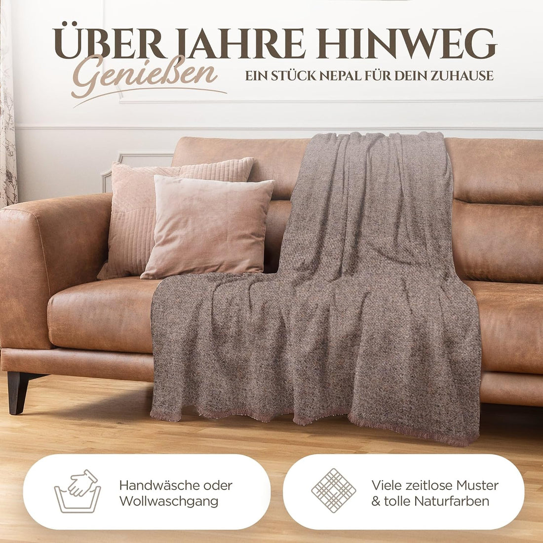 Kaschmirdecke Dunkelbraun aus 100% Kaschmir mit feinem einfarbig