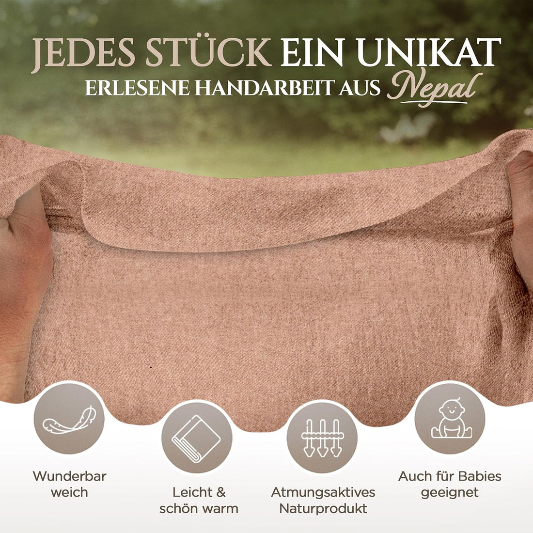 Kaschmirdecke  Braun aus 100% Kaschmir mit feinem Einfarbig