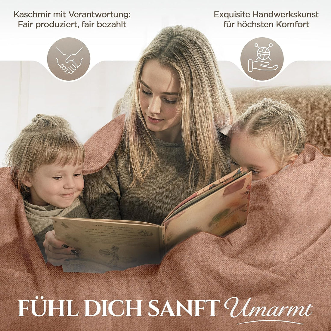 Kaschmirdecke  Braun aus 100% Kaschmir mit feinem Einfarbig