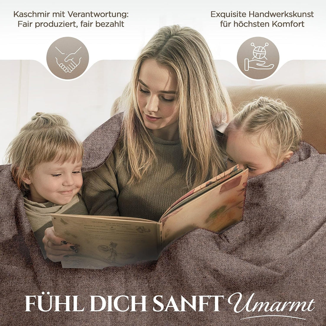 Kaschmirdecke Dunkelbraun aus 100% Kaschmir mit feinem einfarbig