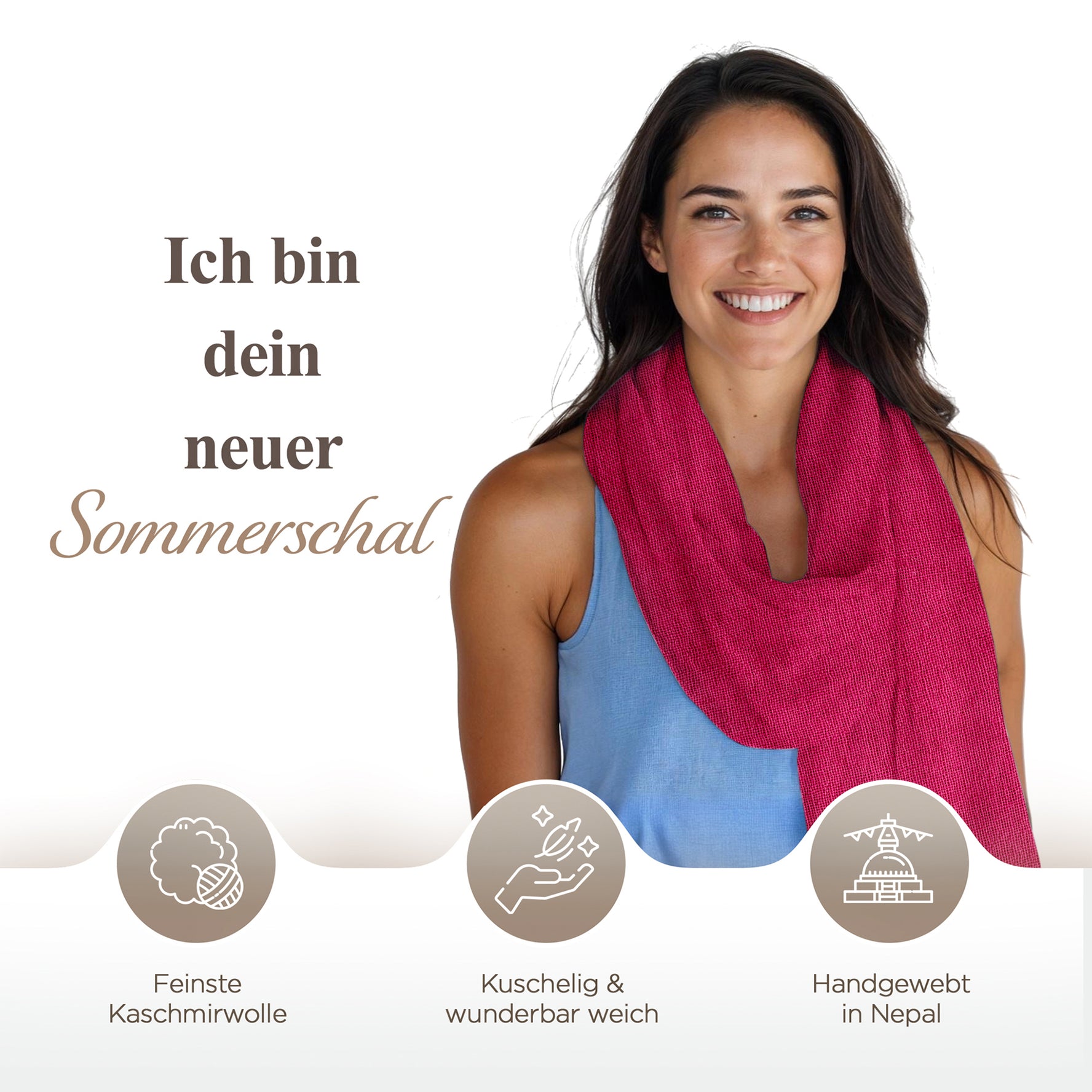 Kaschmirtuch pink einfarbig