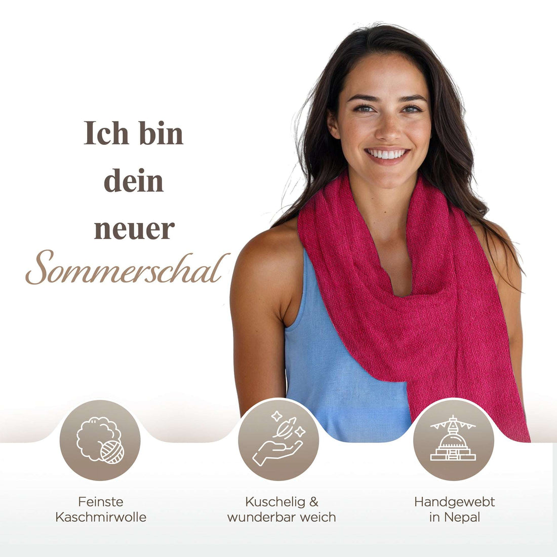 Kaschmirtuch pink einfarbig