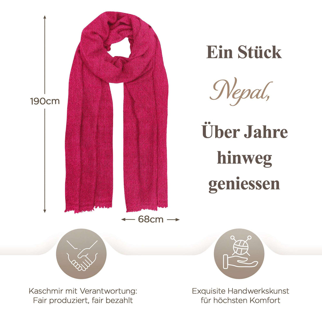 Kaschmirtuch pink einfarbig