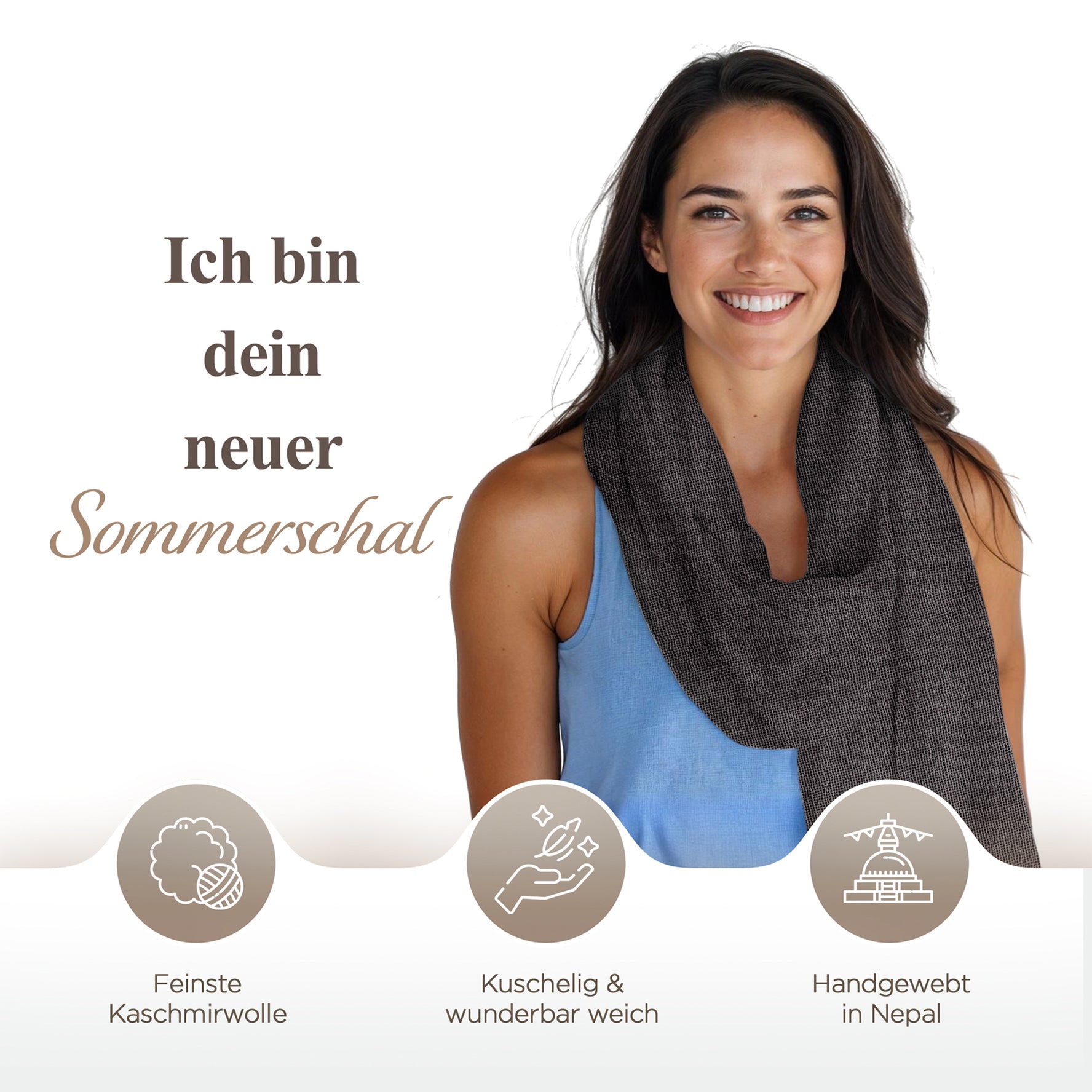 Kaschmirtuch schwarzgrau einfarbig